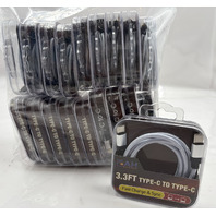 LOT OF 19 AH BRANDS 3.3FT TYPE-C TO TYPE-C STURDY CABLE GRAY