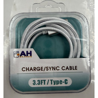 LOT OF 19 AH BRANDS 3.3FT TYPE C TO SYNC CABLE STURDY CABLE GRAY