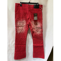 WATSON LUXE MEN'S RED STAR KNEE FADED JEANS SIZE 36 WTSN021-DNM-02 BNWT