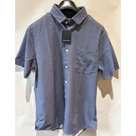 MIZZEN+MAIN MEN'S LEEWARD SS DRESS SHIRT COASTAL PRINT TBU69-CFM SZ MEDIUM TRIM