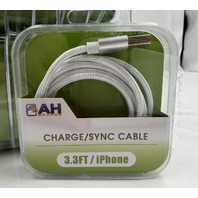 LOT OF 20 AH BRANDS 3.3FT FOR APPLE USB CHARGE/SYNC CABLE STURDY CABLE GRAY
