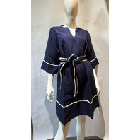 TOMMY BAHAMA WOMEN'S ST. LUCIA SPLIT NECK TUNIC DRESS IN NAVY SS500810 SZ SMALL