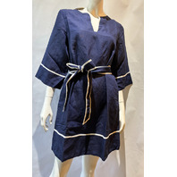 TOMMY BAHAMA WOMEN'S ST. LUCIA SPLIT NECK TUNIC DRESS IN NAVY SS500810 SZ SMALL