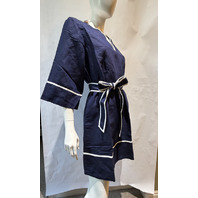 TOMMY BAHAMA WOMEN'S ST. LUCIA SPLIT NECK TUNIC DRESS IN NAVY SS500810 SZ SMALL