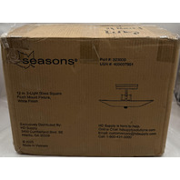 QTY 6 SEASONS 323000 12" 2-LIGHT GLASS SQUARE WHITE FINISH FLUSH MOUNT FIXTURE