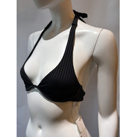 L*SPACE WOMEN'S ISA BIKINI TOP RIBBED FABRIC IN BLACK EOIST25 SIZE SMALL S