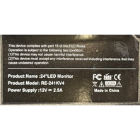 REHISK 24" CURVED LED MONITOR WITH STAND AND POWER CORDS RE-241KV4