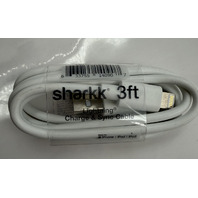 LOT OF 6 SHARRK FOR APPLE CHARGE/ SYNC CABLE 3FT WITH CHARGING BOX IN WHITE