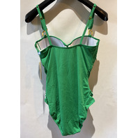BLEU ROD BEATTIE LOVE BLOOMS SOLID ONE PIECE SWIMSUIT IN CLOVER RBLO26978 SZ 14