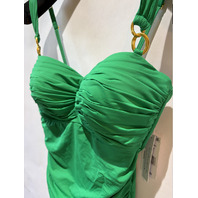 BLEU ROD BEATTIE LOVE BLOOMS SOLID ONE PIECE SWIMSUIT IN CLOVER RBLO26978 SZ 14