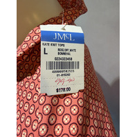 J.MCLAUGHLIN WOMEN'S KATE KNIT TOP IN ROSE AND OFF WHTIE 224322458 SZ LARGE
