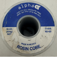 ALPHA 11406 40-60 ROSIN CORE 0.09" SOLDER TIN/LEAD WIRE 16 OZ 454G
