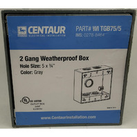 LOT OF 5 CENTAUR 0278-8464 WI TGB75/5 2 GANG WEATHERPROOF BOX 5 HOLE 3/4" GRAY