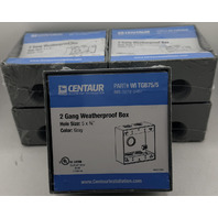 LOT OF 5 CENTAUR 0278-8464 WI TGB75/5 2 GANG WEATHERPROOF BOX 5 HOLE 3/4" GRAY