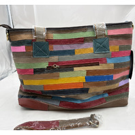 L'ARTISTE SPRING STEP HB-APPLIQUE-RBW APPLIQUE HANDBAG PURSE TOTE MULTICOLOR NWT