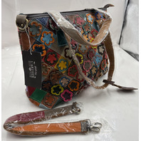 L'ARTISTE SPRING STEP HB-APPLIQUE-RBW APPLIQUE HANDBAG PURSE TOTE MULTICOLOR NWT