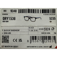 RAY-BAN RB 1536 3529 48-16 130 KIDS 48MM BLACK CLEAR OPTICAL EYEGLASSES FRAMES