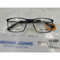 MICHAEL ADAMS MA-641 MEN'S EYEGLASSES FRAME & LENS TITANIUM 55-17-145 COLOR NAVY