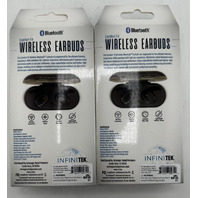 LOT OF 2 INFINITEK 9472 COMFORTABLE FIT WIRELESS EARBUDS WITH BUILT IN MIC