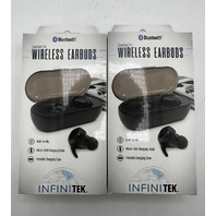 LOT OF 2 INFINITEK 9472 COMFORTABLE FIT WIRELESS EARBUDS WITH BUILT IN MIC