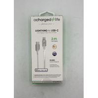 LOT OF 6 ACHARGEDLIFE PLTNM SERIES CHARGING CABLE USB-C TO FOR APPLE 6FT WHITE