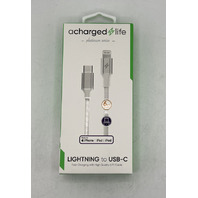 LOT OF 6 ACHARGEDLIFE PLTNM SERIES CHARGING CABLE USB-C TO FOR APPLE 6FT WHITE