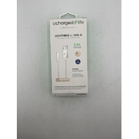 LOT OF 6 ACHARGEDLIFE PLATINUM SERIES CHARGING CABLE USB TO FOR APPLE 6FT WHITE