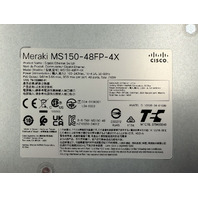 CISCO MERAKI MS150-48FP-4X 48-PORT POE MANAGED ETHERNET SWITCH - UNCLAIMED