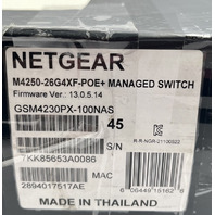 NETGEAR M4250-26G4XF-POE+ 26-PORT MANAGED SWITCH 4X 10G SFP+ GSM4230PX-100NAS