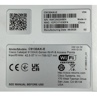 CISCO CATALYST C9130AXI-E SERIES WIFI 6 WIRELESS ACCESS POINTS V04 9130AX