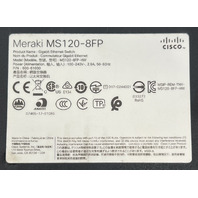 CISCO MERAKI MS120-8FP-HW GIGABIT ETHERNET SWITCH UNCLAIMED 100-240V 50-60HZ