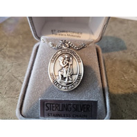 BLISS - STERLING SILVER ST CHRISTOPHER TRAVELERS/MOTORISTS PENDANT NECKLACE