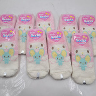 LOT OF 9 - SANRIO GIRLS ANKLE SOCKS PINK MOUSE CARTOON US SOCK SIZE 9&ndash;11