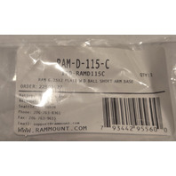 RAM MOUNTS RAM-D-115-C ALUMINUM 6.25 X 2 INCH PLATE ON SHORT ARM ROUND BASE