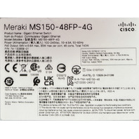 CISCO MS150-48FP-4G 74-133858-01 MERAKI 48 PORT MANAGED RACK-MOUNTABLE SWITCH