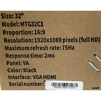 MY TECHNOLOGY GEEKS MTG32C1 75HZ 1920 X 1080 CLASSIC 32 INCH CURVED LED MONITOR