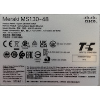 CISCO MS130-48-HW MERAKI 48 PORT GIGABIT ETHERNET SWITCH NETWORKING