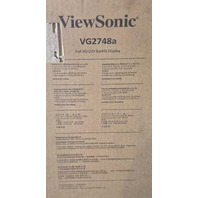VIEWSONIC VG2748A VS18981 ERGONOMIC 27" 1080P MONITOR W/ 40-DEGREE TILT AND CORD