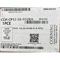 CORNING CCH-CP12-59-P03RH CONNECTOR 12F PANEL WITH 6 SM DUPLEX SC AND PIGTAILS
