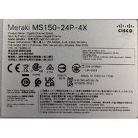 CISCO MS150-24P-4X 74-133860-01 MERAKI 24 PORTS MANAGED GIGABIT MOUNTABLE SWITCH