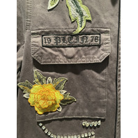 PHILIPP PLEIN COUTURE CONSTANCE WOMENS 65 MILITARY SMALL OVERSIZED DENIM JACKET
