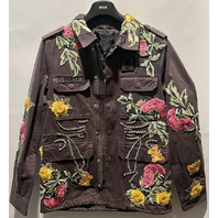 PHILIPP PLEIN COUTURE CONSTANCE WOMENS 65 MILITARY SMALL OVERSIZED DENIM JACKET