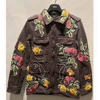 PHILIPP PLEIN COUTURE CONSTANCE WOMENS 65 MILITARY XS OVERSIZED DENIM JACKET