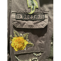 PHILIPP PLEIN COUTURE CONSTANCE WOMENS 65 MILITARY XS OVERSIZED DENIM JACKET