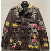 PHILIPP PLEIN COUTURE CONSTANCE WOMENS 65 MILITARY XS OVERSIZED DENIM JACKET