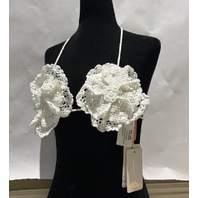 AGUA BENDITA BY REVOLVE ATIYA BRIDAL 19431 CROCHET BIKINI TOP LARGE L IVORY