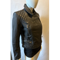 ALL SAINTS W085LB CARGO LEATHER BIKER JACKET WOMENS SIZE US 6