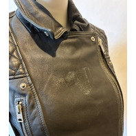 ALL SAINTS W085LB CARGO LEATHER BIKER JACKET WOMENS SIZE US 6