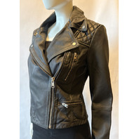 ALL SAINTS W085LB CARGO LEATHER BIKER JACKET WOMENS SIZE US 6