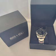 SO&CO HUDSON 5347 42MM NEW YORK WATCH WATER RESISTANT 100 METERS BLACK/SILVER SO&CO HUDSON 5347 42MM NEW YORK WATCH WATER RESISTANT 100 METERS BLACK/SILVER